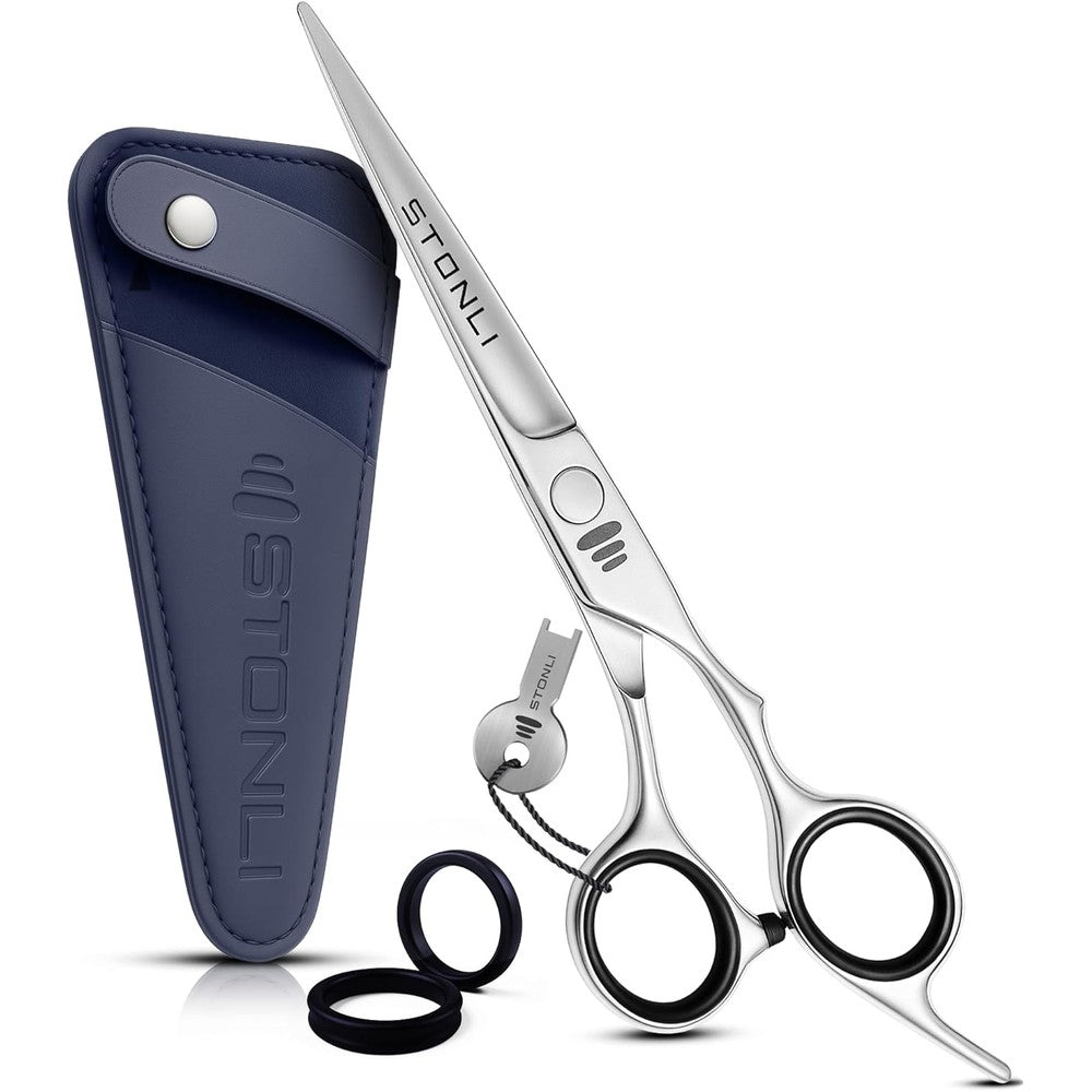 STONLI professional hair cutting scissors silver front view premium salon shears