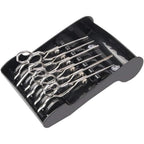 Tujuna professional salon scissors holder rack front view showing six secure storage slots