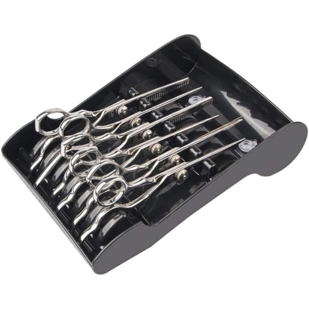 Tujuna professional salon scissors holder rack front view showing six secure storage slots