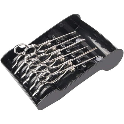 Tujuna professional salon scissors holder rack front view showing six secure storage slots