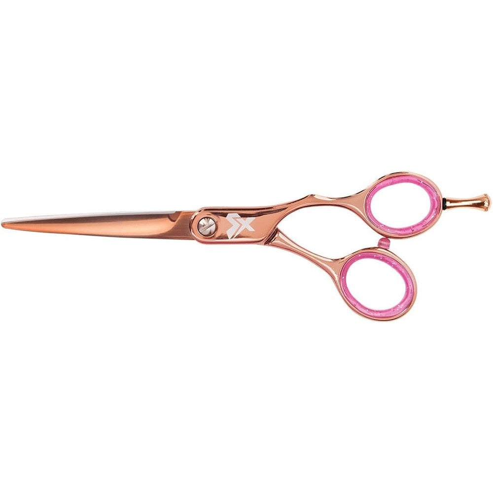 Cricket Shear Xpressions hair cutting scissors front view in rose gold finish