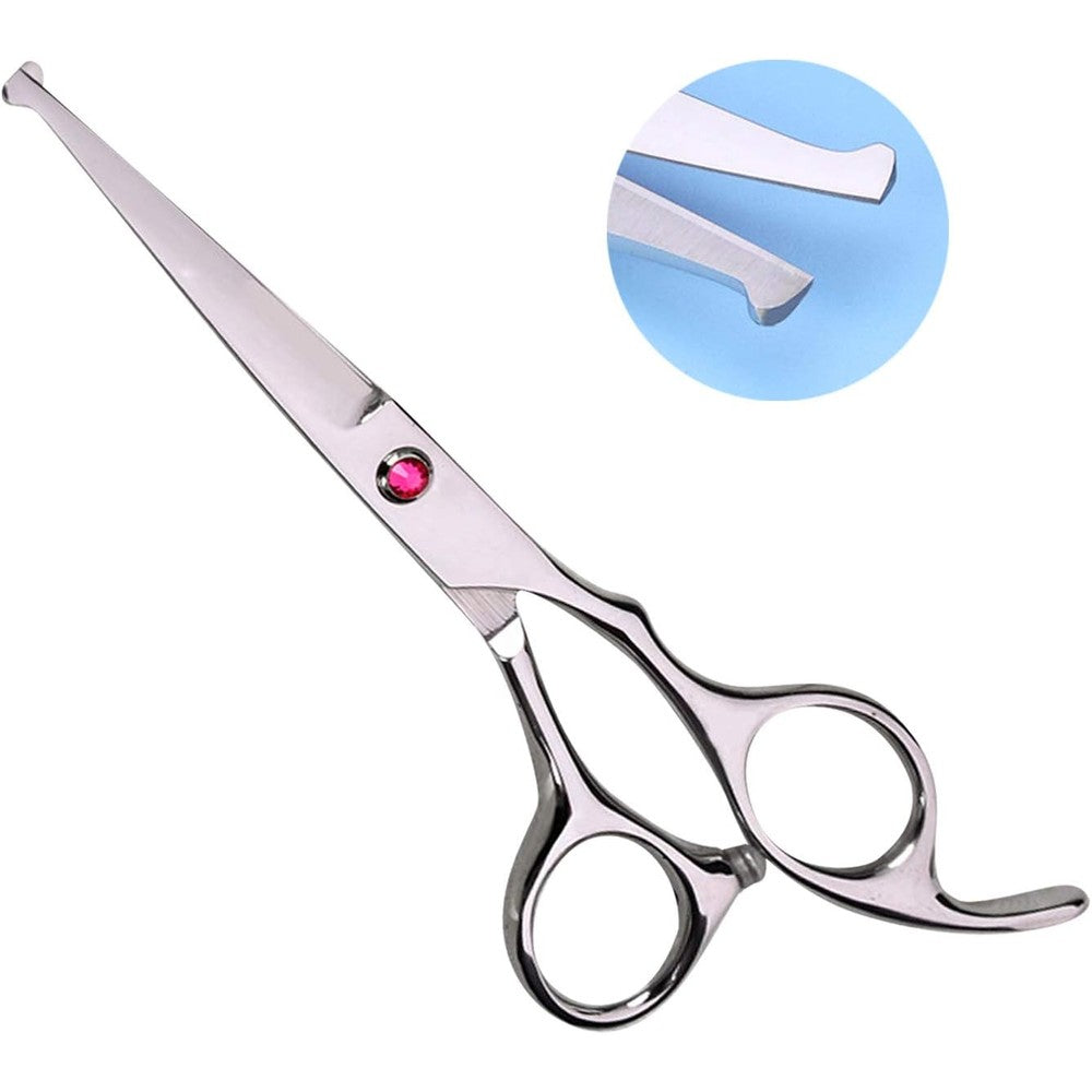 Lplpgg kids hair cutting scissors set front view featuring safety round head shears and red pivot screw