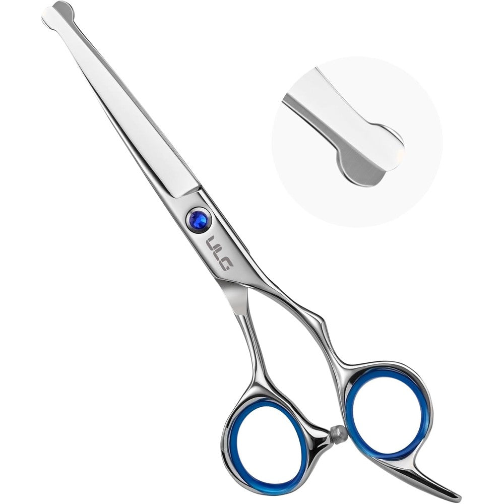 ULG Hair Cutting Scissors for Kids front view showing safety round tip blades.