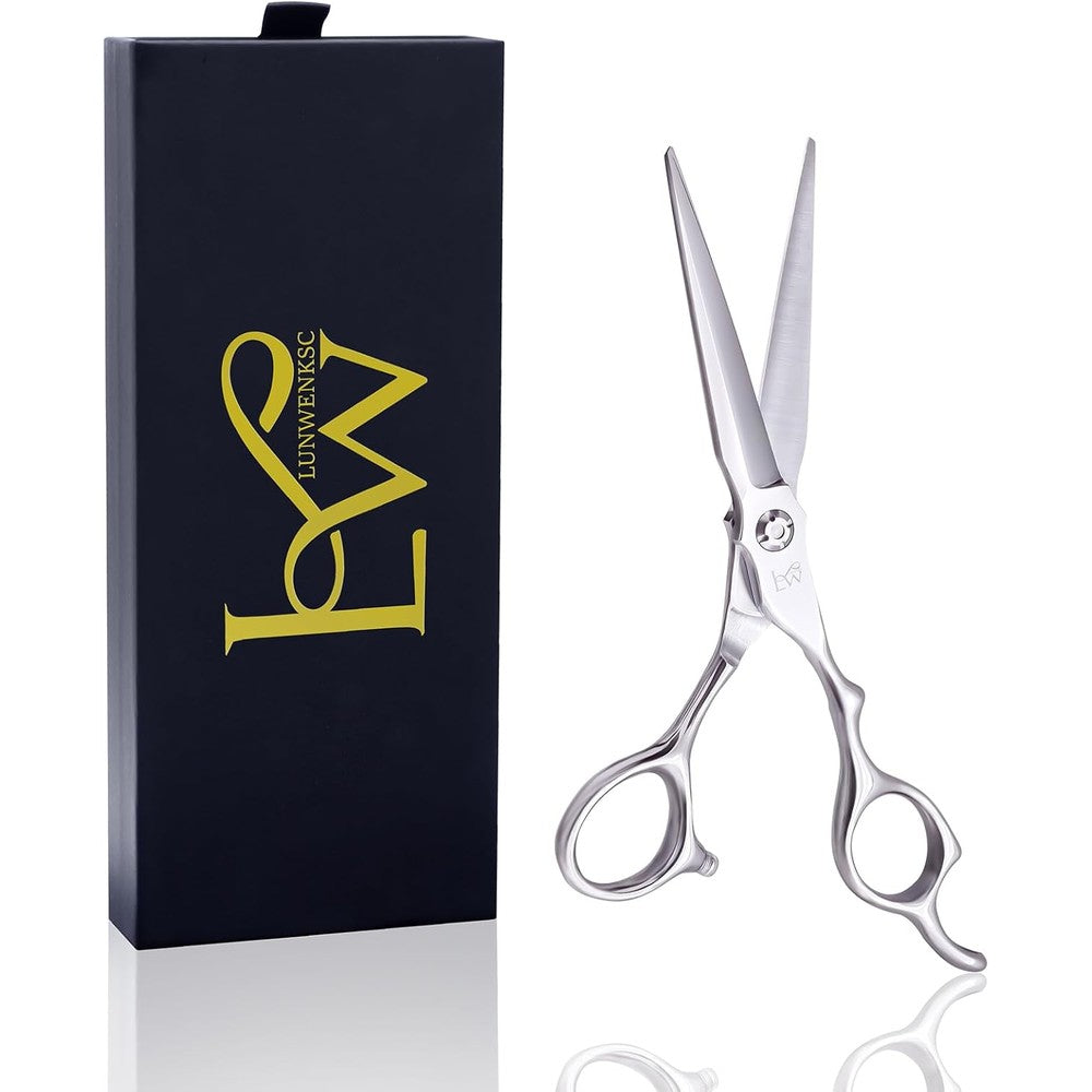 Fagaci Lunwenksc professional hair cutting shears front view showcasing razor sharp blades