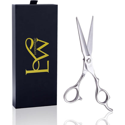 Fagaci Lunwenksc professional hair cutting shears front view showcasing razor sharp blades