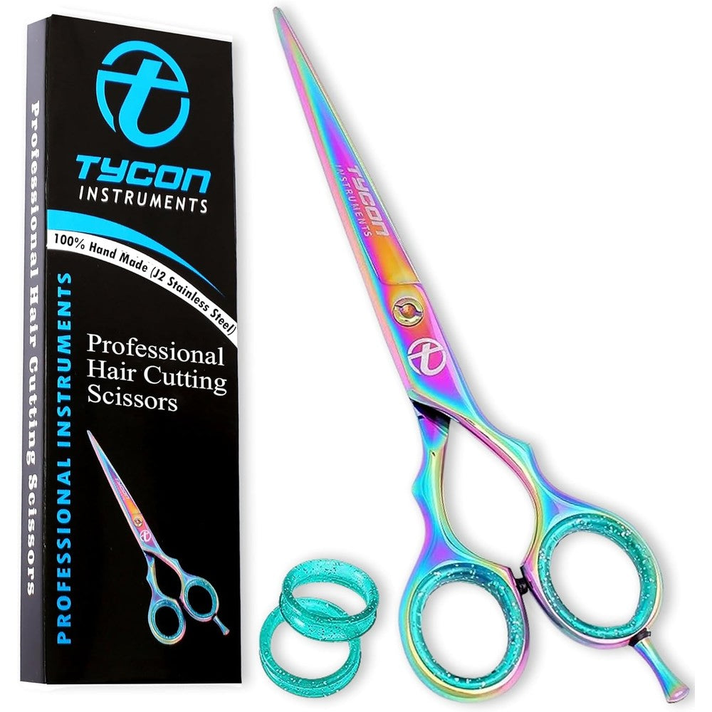 Tycon Instruments professional hair cutting scissors front view showcasing the premium Japanese stainless steel build