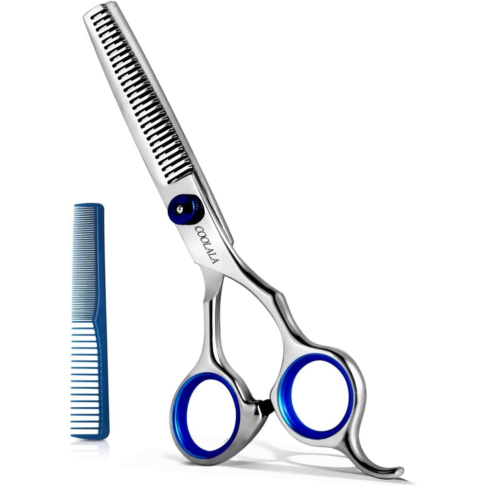 Coolala stainless steel hair thinning scissors front view for professional haircutting.