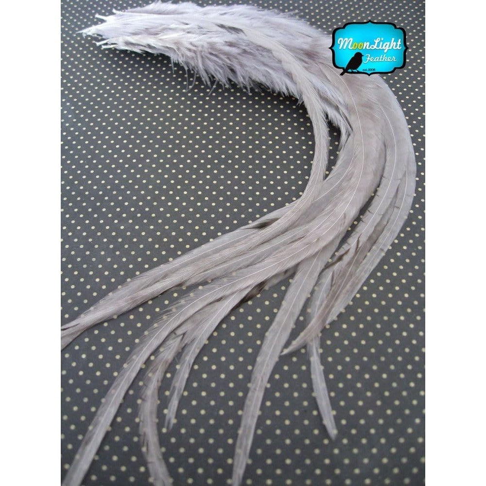Moonlight Feather solid grey rooster hair extension feathers front view