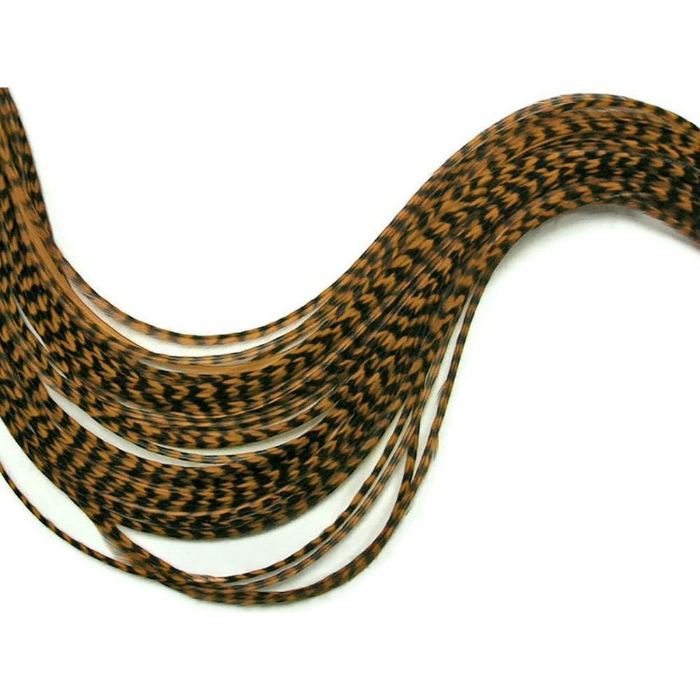 Moonlight Feather Golden Olive Grizzly Hair Extension Feathers front view