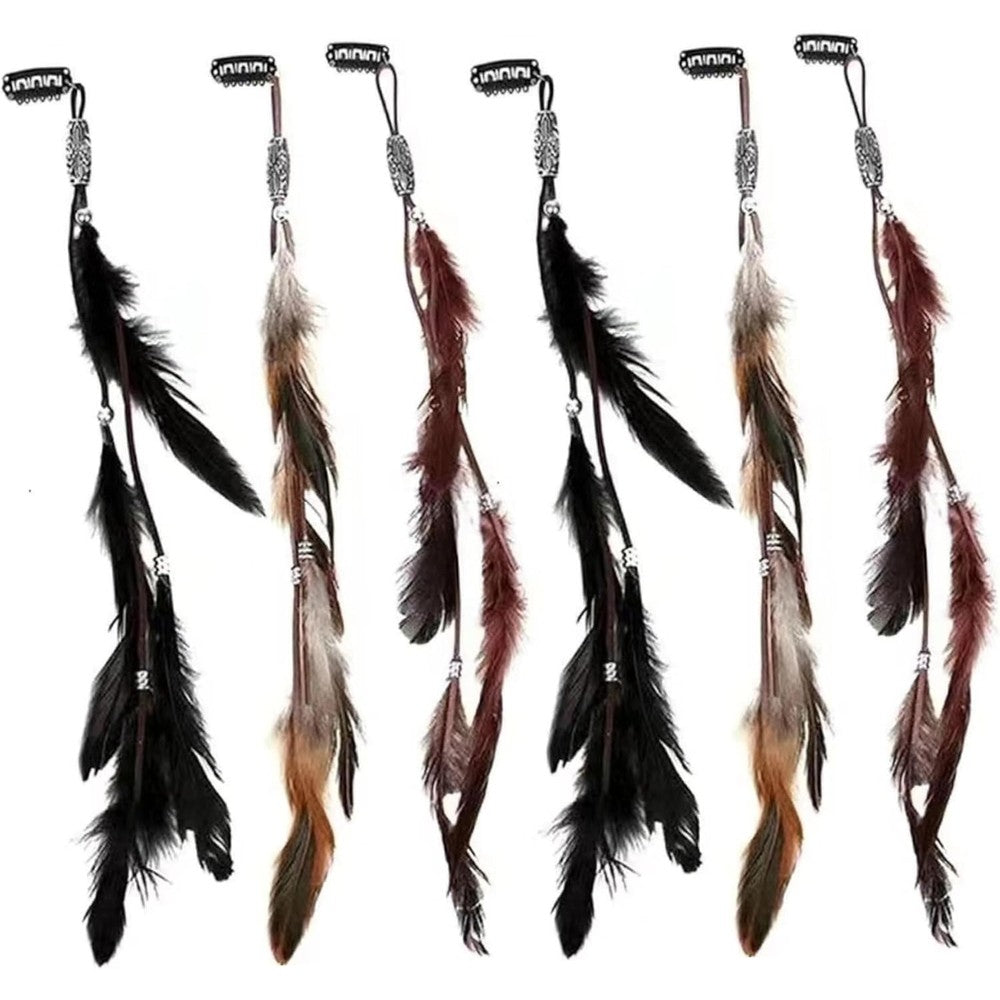 Generic 6 pieces hair feathers clip in extensions front view