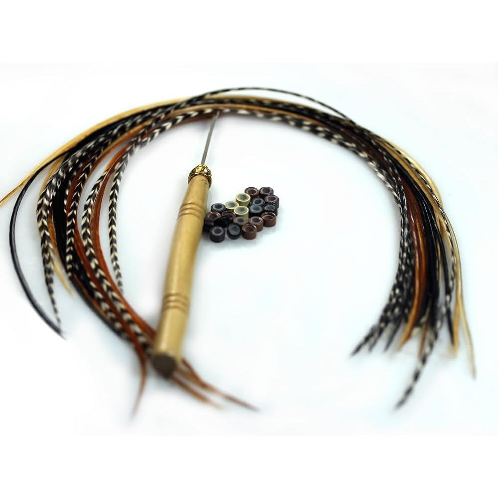 Sexy Sparkles rooster feather hair extensions kit with application tools