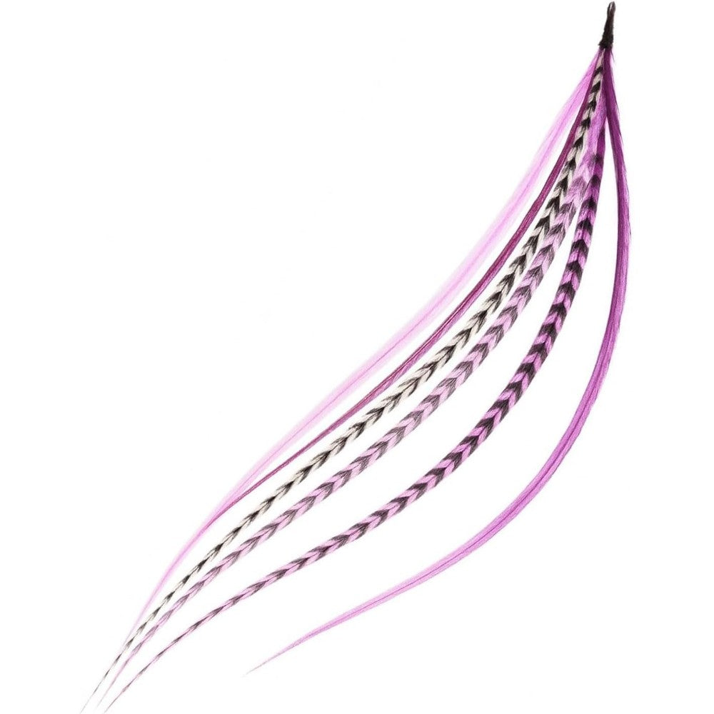 Sexy Sparkles genuine pink and purple hair feathers set of 5 front view