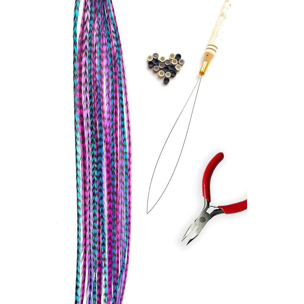 Feather Lily hair feather extensions kit including tools and beads