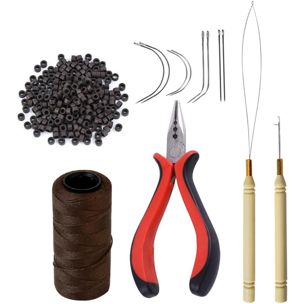 YANTAISIYU hair extensions tool kit front view showing pliers and micro link beads