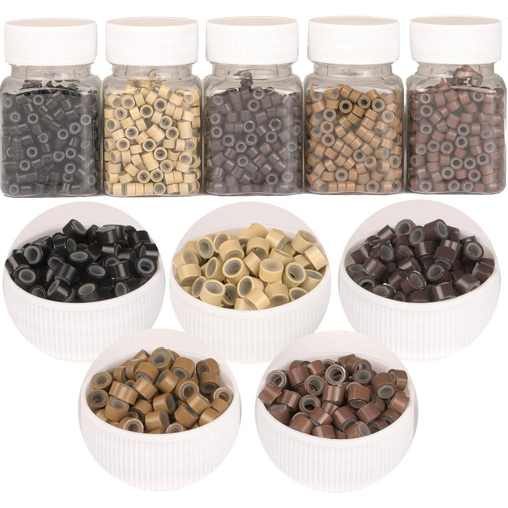 GOTDYA silicone lined micro rings front view multi colored pack for hair extensions