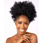 CECINILL Afro Puff Kinky Curly Drawstring Ponytail front view showing voluminous synthetic hair texture.