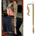Sofeiyan Long Braid Ponytail Extension front view showing the 26 inch ash blonde braided hairpiece