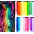 KGBFASS colored hair extensions front view displaying 16 vibrant rainbow shades
