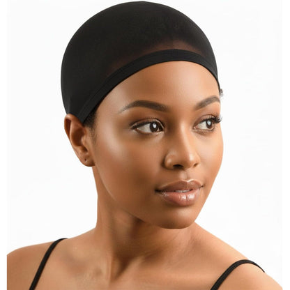 Donna black stocking wig caps 2 piece set front view