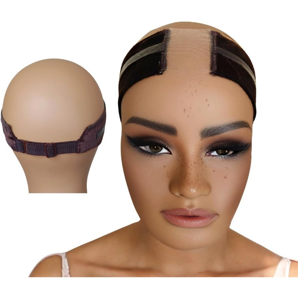 The Wig Cap Company brown velvet wig gripper band front view