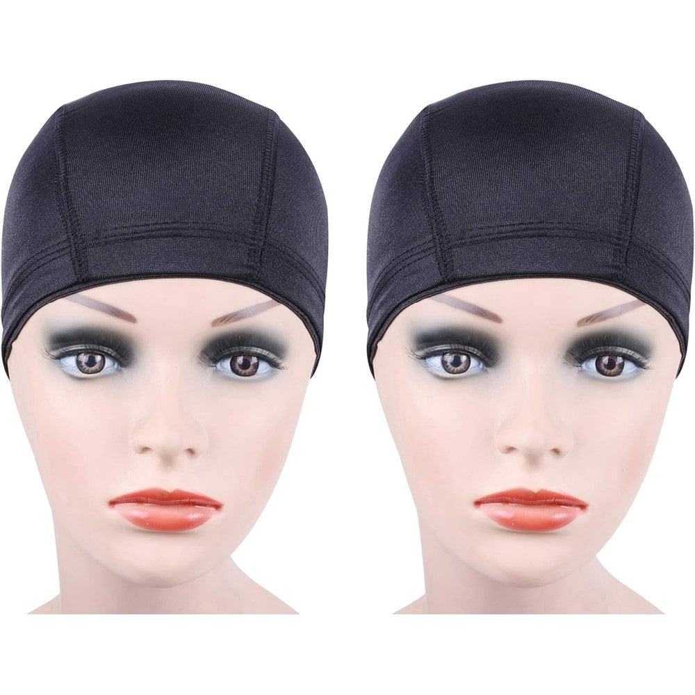 Yantaisiyu black dome wig cap 2 piece set front view