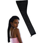 Neacus upgraded hair weave sleeve for locs front view showing premium black elastic mesh fabric