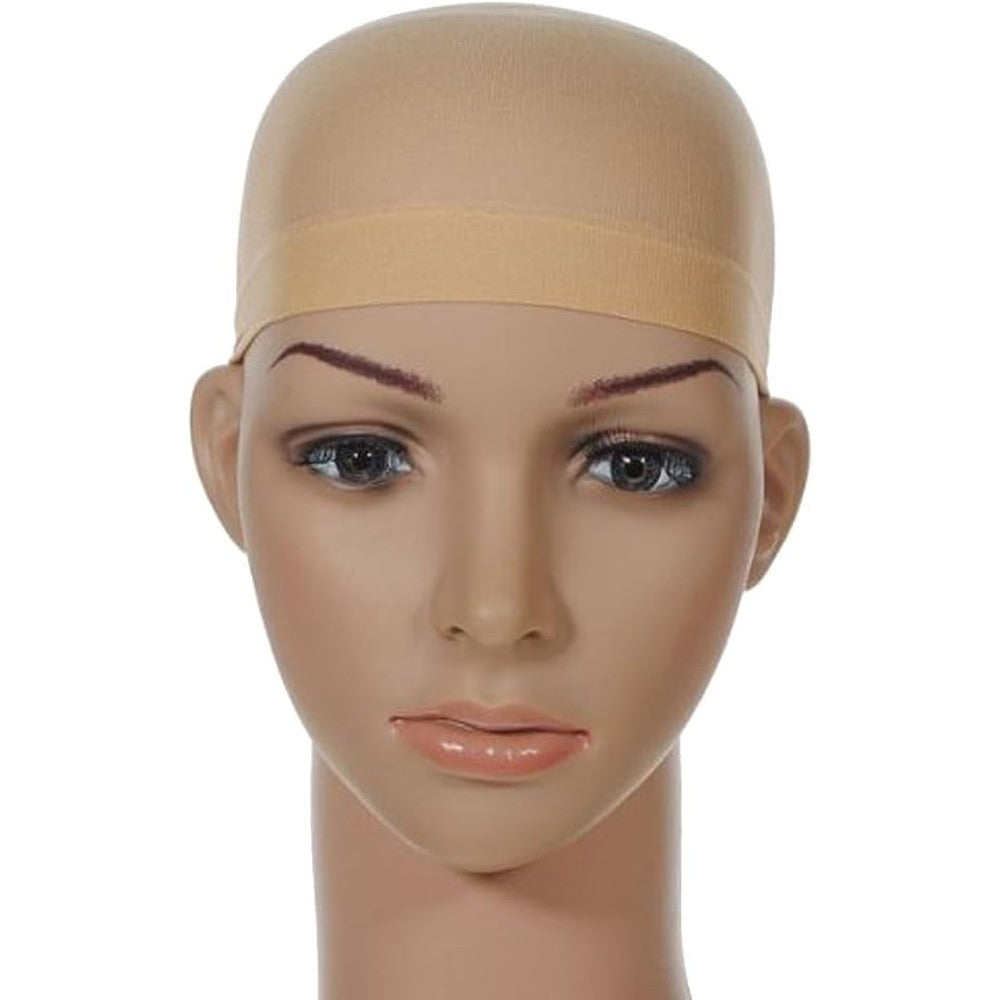 Omorfieer stretchy nylon stocking wig caps beige front view