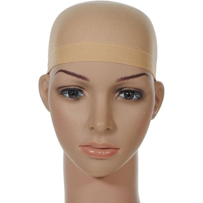 Omorfieer stretchy nylon stocking wig caps beige front view