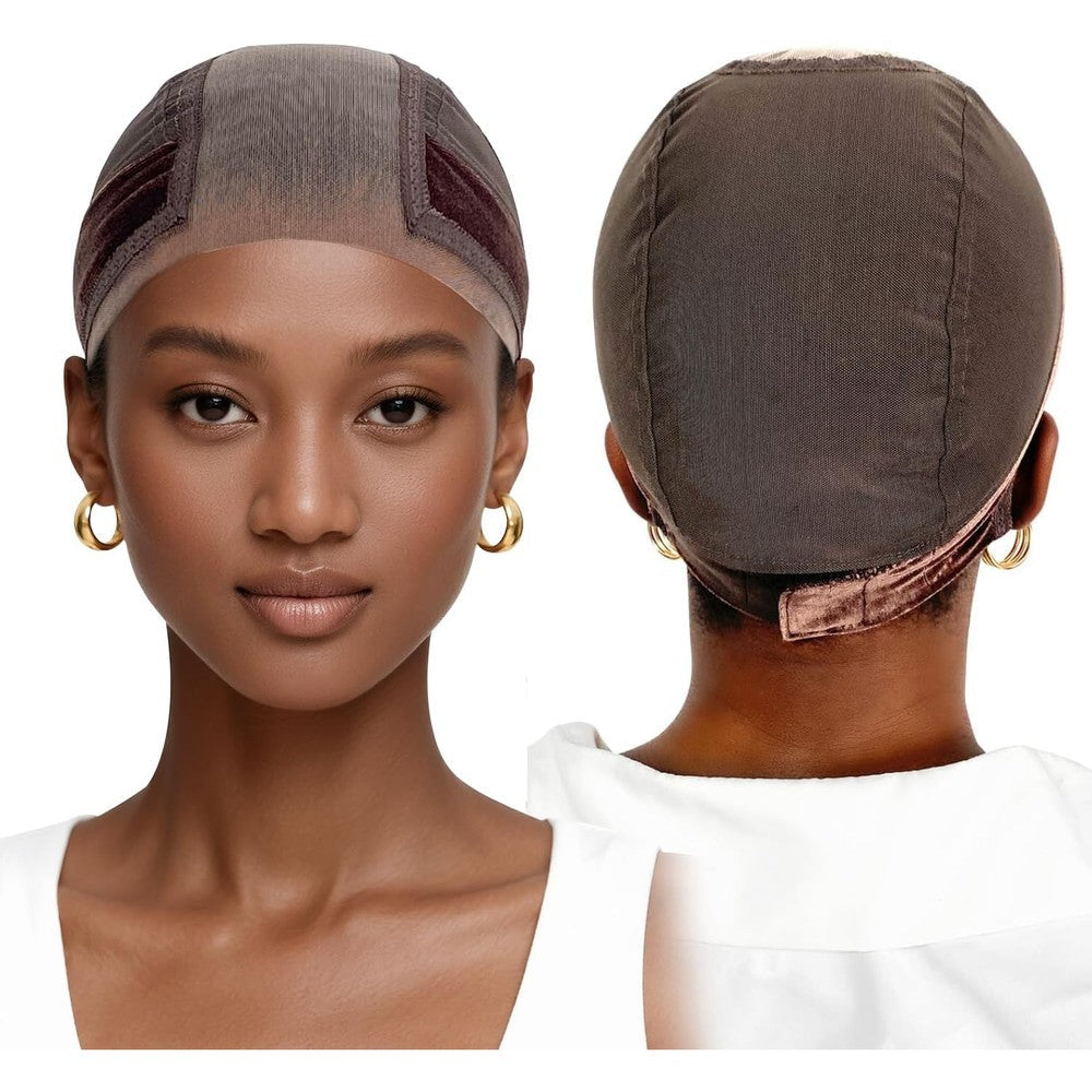 Labhairs wig cap with grip band brown medium front view
