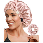 Yanibest adjustable satin bonnet blush pink front view