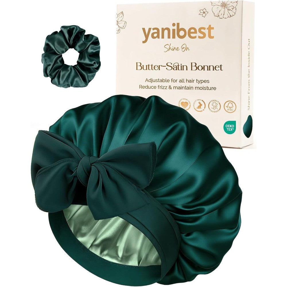 Yanibest sage green satin bonnet front view
