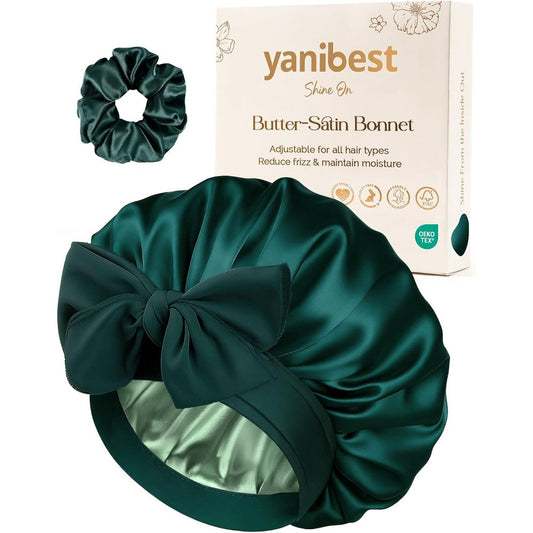 Yanibest sage green satin bonnet front view