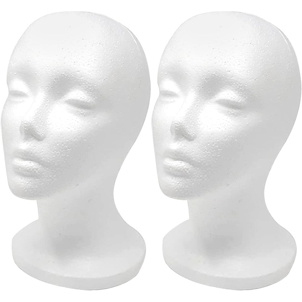CHIVENIDO styrofoam wig head 2 pack front view for salon display