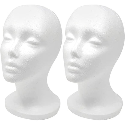 CHIVENIDO styrofoam wig head 2 pack front view for salon display