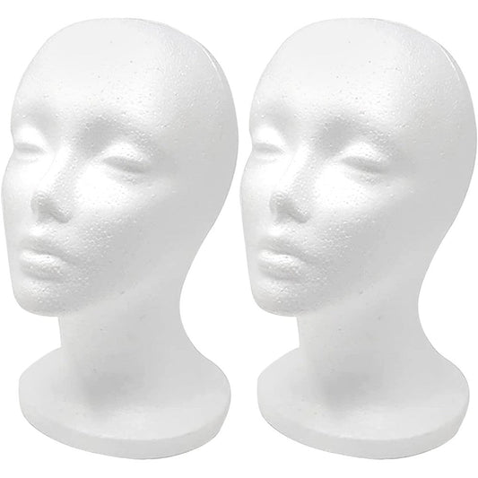 CHIVENIDO styrofoam wig head 2 pack front view for salon display