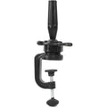 FU SHEN wig mannequin head stand black front view attached to table edge