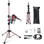 Klvied upgraded wig stand tripod front view in rose gold finish