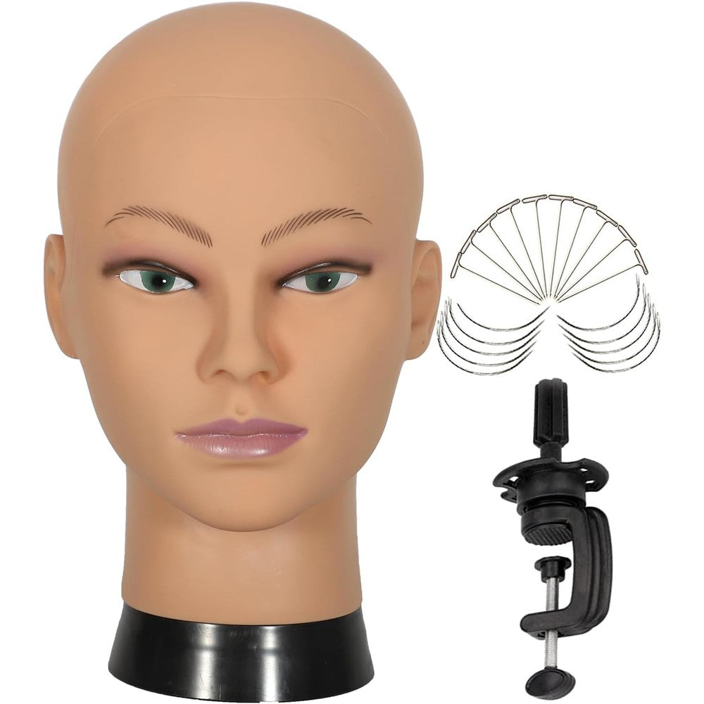 Miaomanzi bald mannequin head front view with clamp