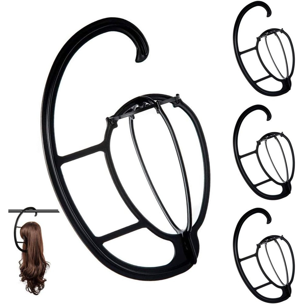Dreamlover hanging wig stand front view showing assembled black plastic frame