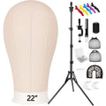 Pet Baby wig stand tripod front view with canvas mannequin head for styling