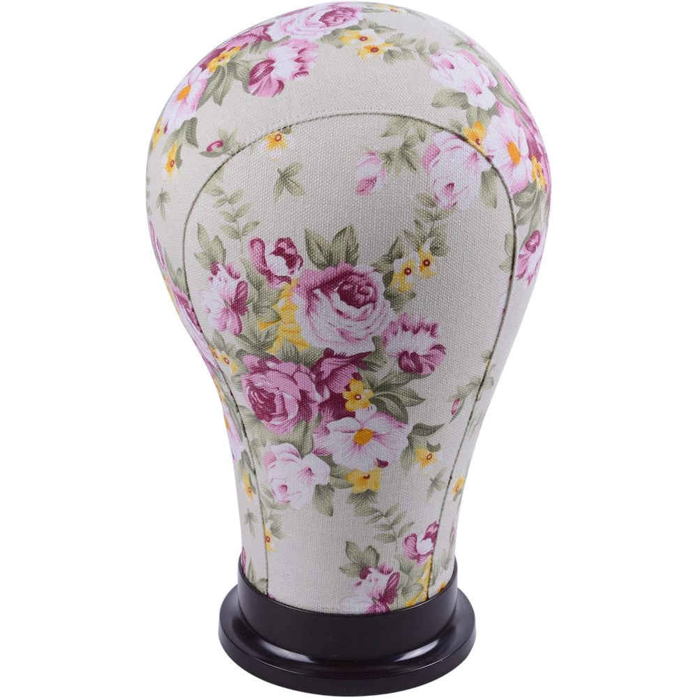 YANTAISIYU canvas block head mannequin pink flower front view for professional wig styling
