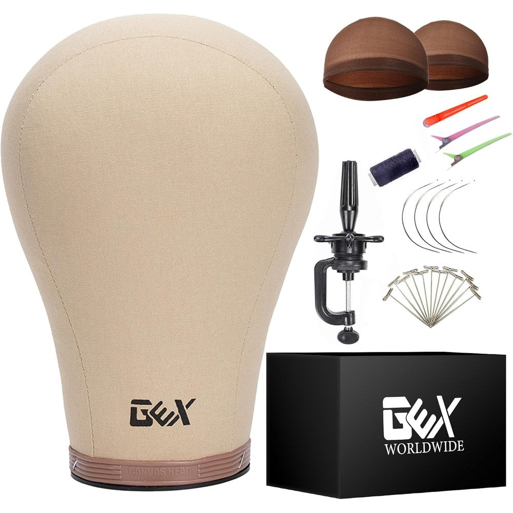 Gexworldwide GEX cork canvas block mannequin head front view for professional wig styling