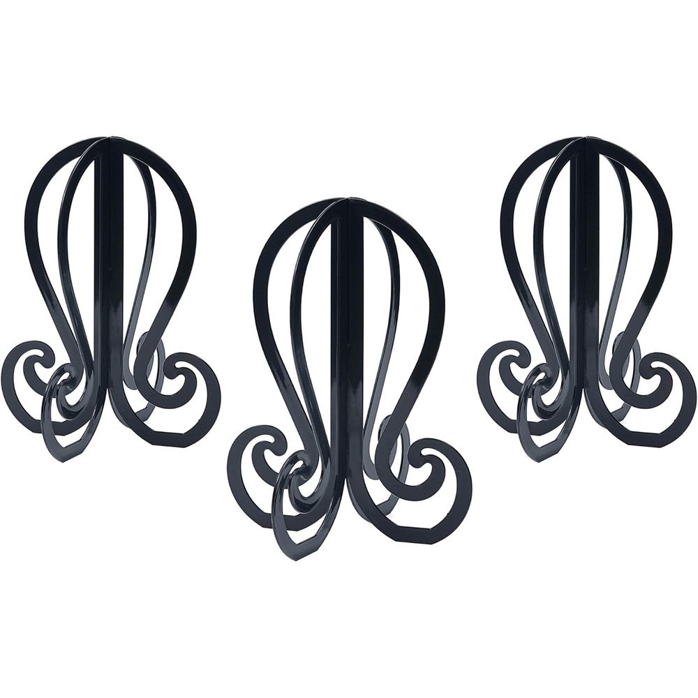 GenmeiFBH 3-piece black plastic wig stand set front view
