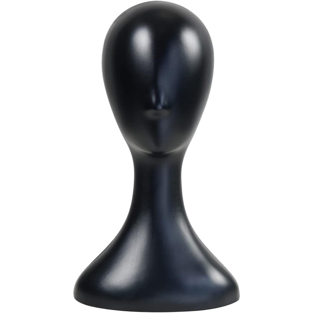 Studio Limited professional plastic mannequin head black front view for wig styling
