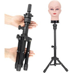 ZQIAN BEAUTY wig stand tripod front view on a styling table.