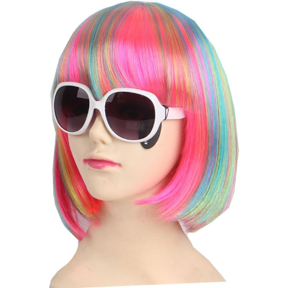 KOLIGHT blue short straight bob costume wig front view showcase