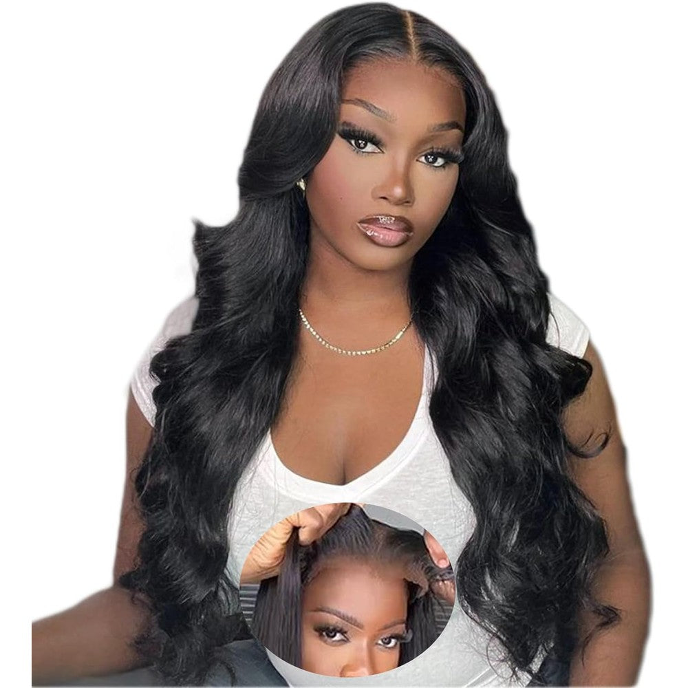 BunGiol 5x5 glueless human hair wig front view showing pre plucked hairline