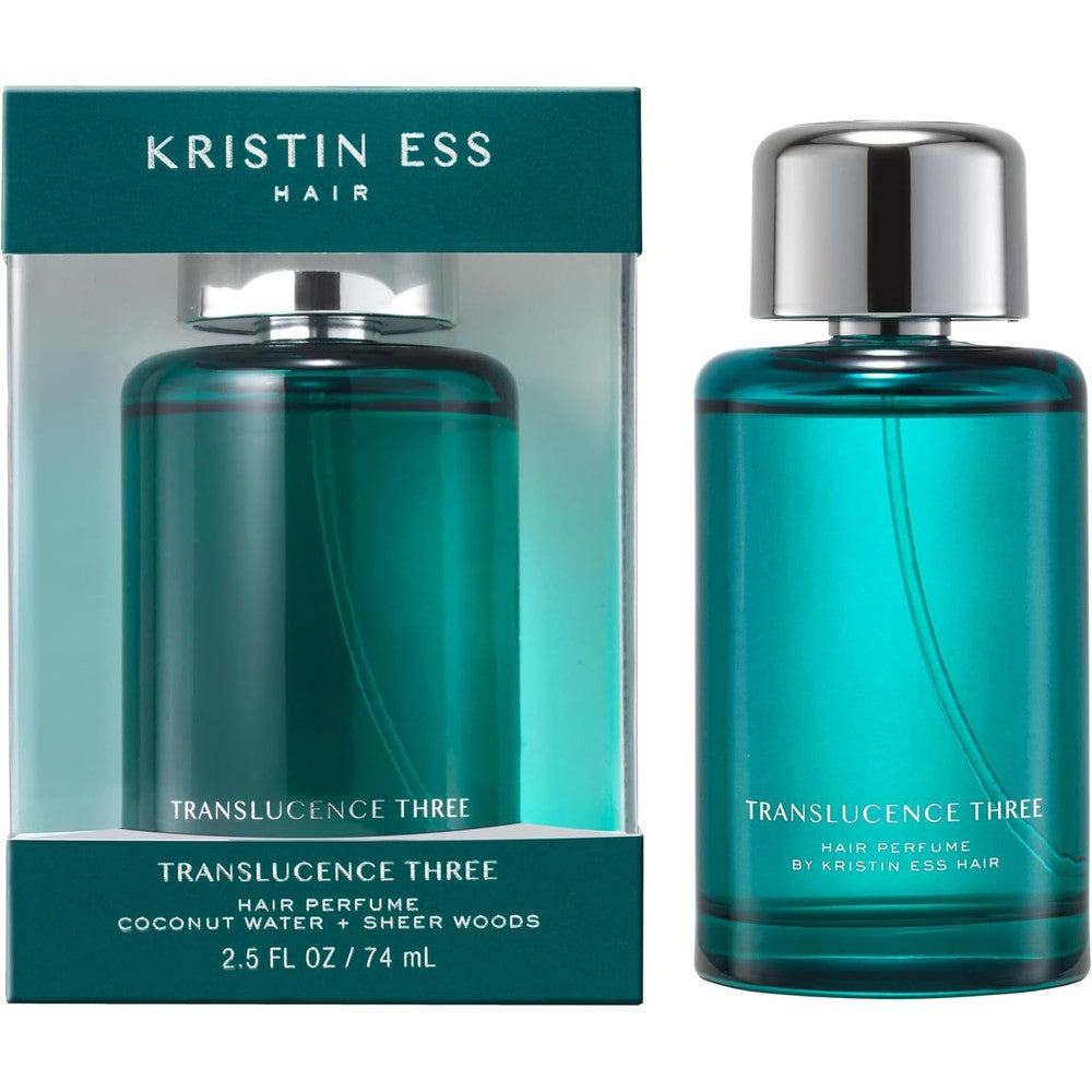 Kristin Ess Translucence Three Hair Perfume bottle with tropical coconut scent