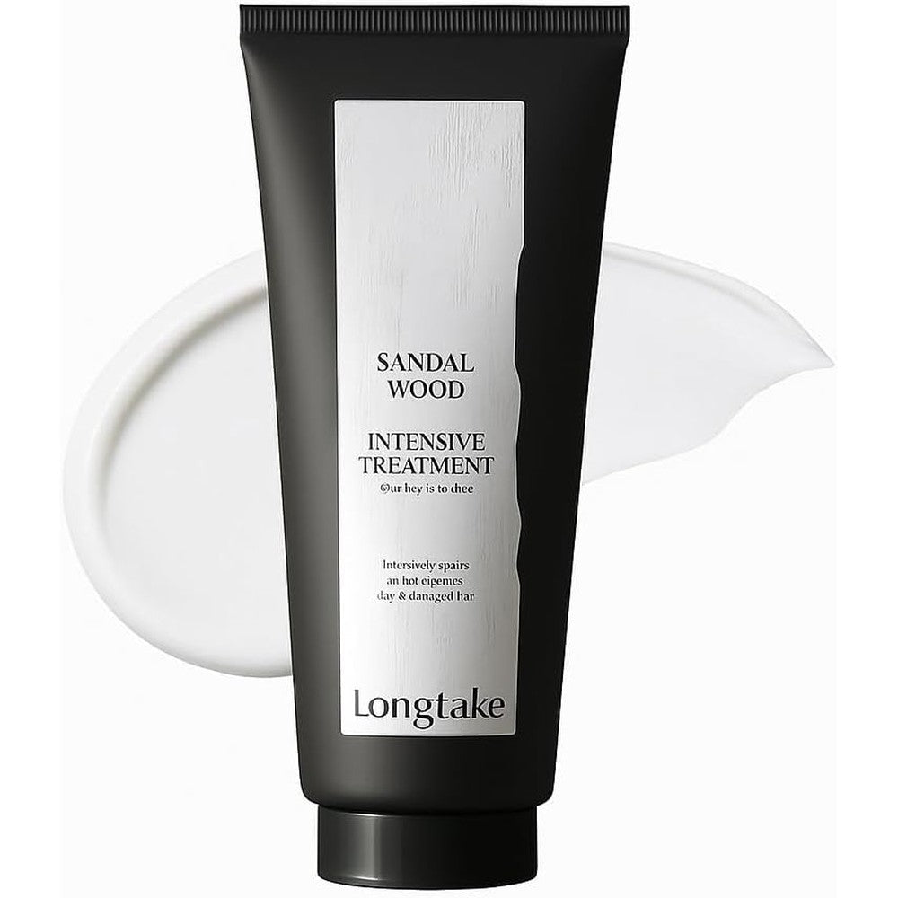 Longtake Sandalwood Intensive Hair Perfume Treatment tube front view for hair repair
