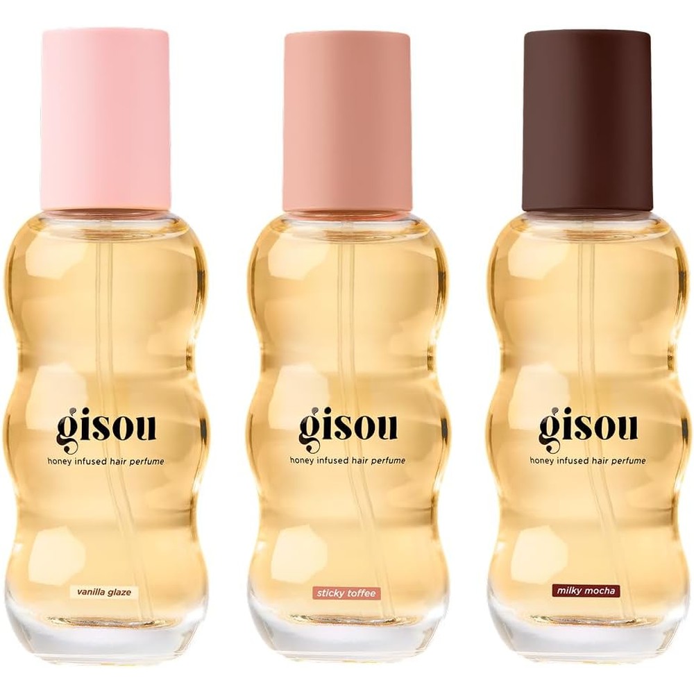 Gisou Hair Perfume Mini Variety Pack Glaze Scents Trio showing three 0.5 Fl Oz bottles